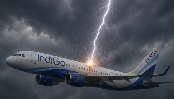 इंडिगो फ्लाइट पर बिजली गिरी, पूरे विमान में फैल गया खतरनाक करेंट