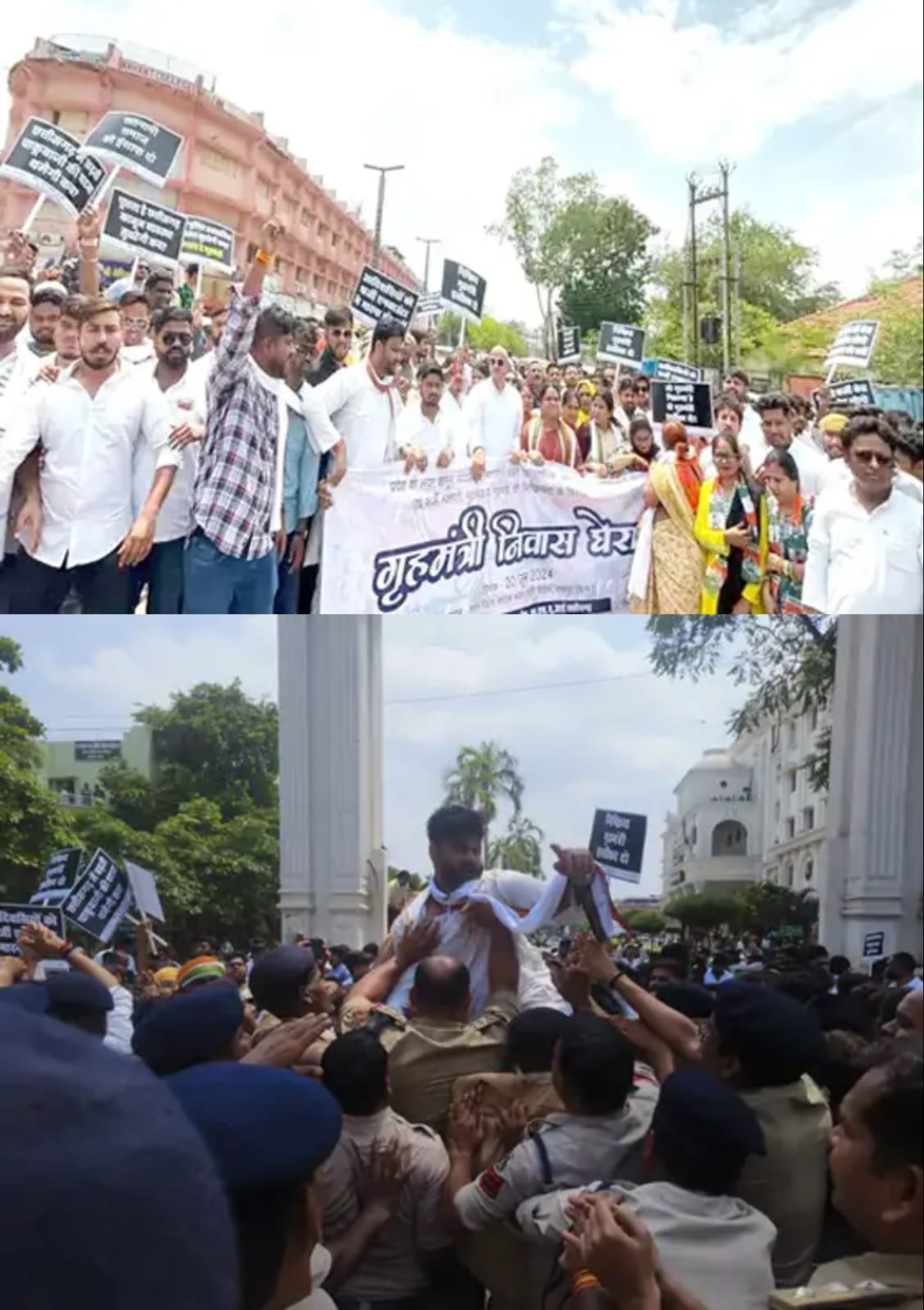 छत्तीसगढ़ में लचर कानून व्यवस्था का आरोप लगाते हुए युवा कांग्रेस, NSUI और महिला कांग्रेस ने किया प्रदर्शन