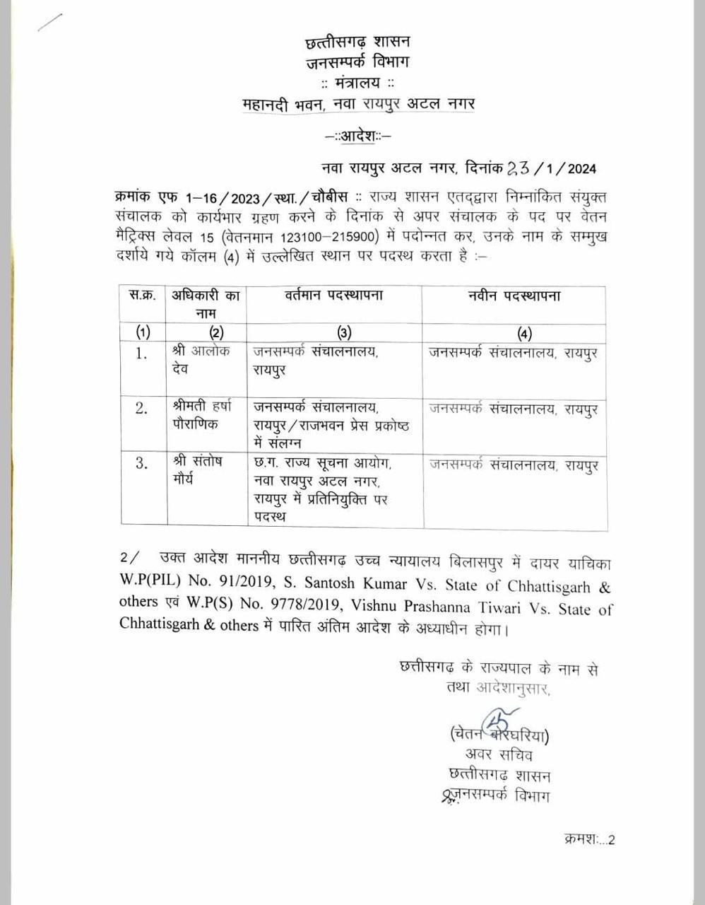 जनसंपर्क विभाग के अधिकारियों को मिला प्रमोशन