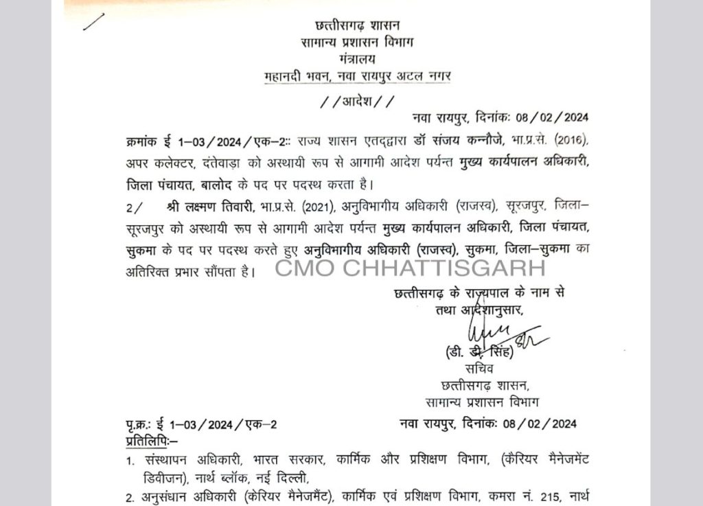 IAS अफसरों का हुआ तबादला, इन्हे दी गयी जिम्मेदारी, आदेश जारी