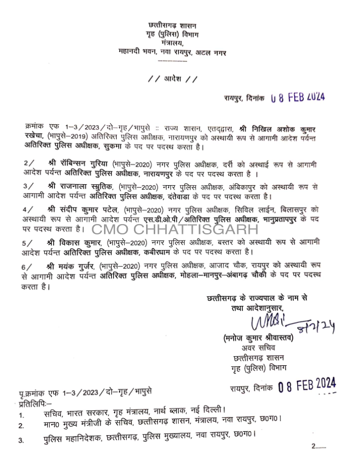 6 IPS अफसरों का ट्रांसफर, देखें लिस्ट