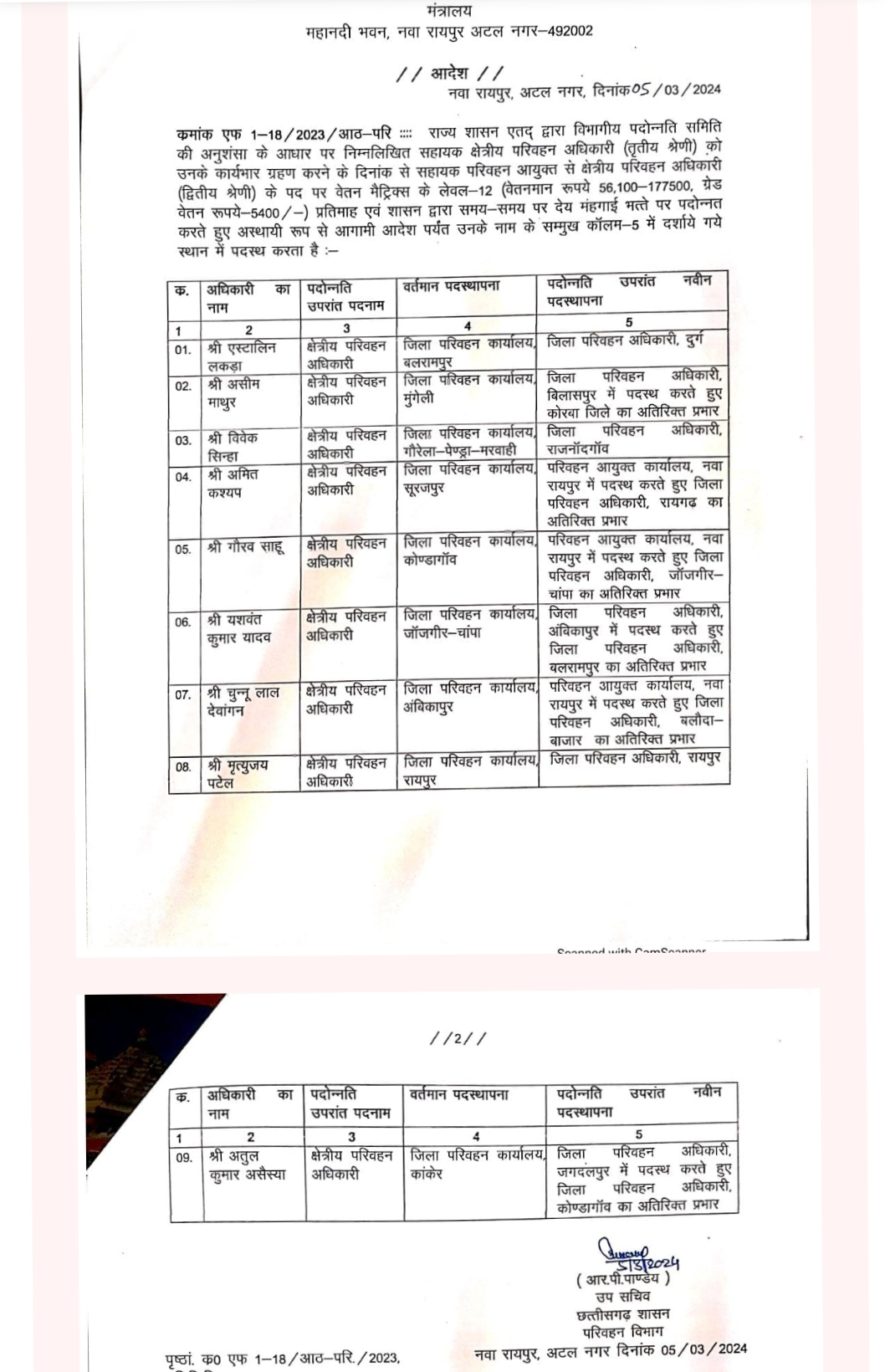 परिवहन विभाग में प्रमोशन के बाद तबादला, कई जिलों के बदले गए RTO