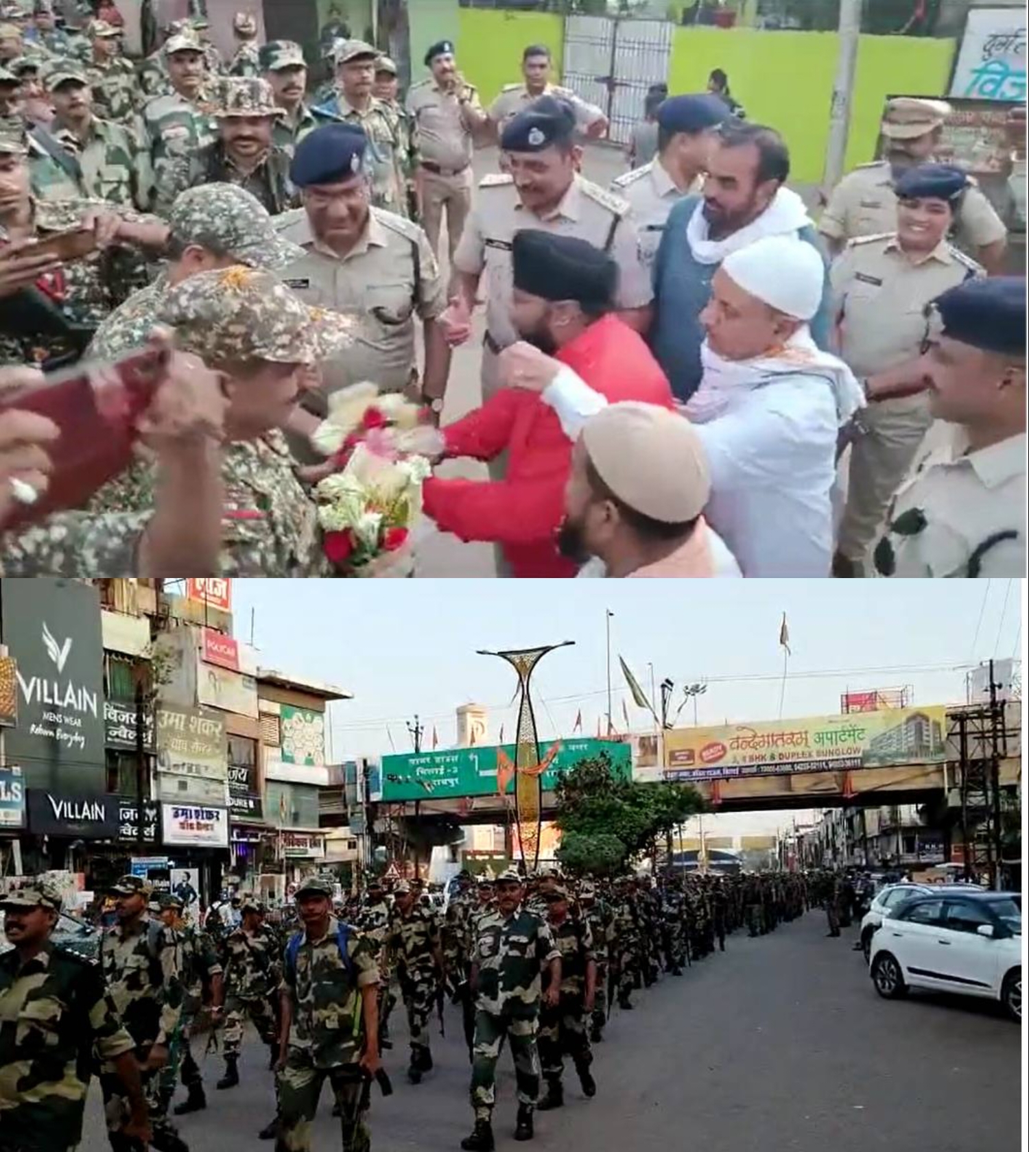 तीसरे चरण के चुनाव के लिए सड़कों पर उतरी पैरामिलिट्री फोर्स, लोगों ने फूल बरसाकर किया स्वागत