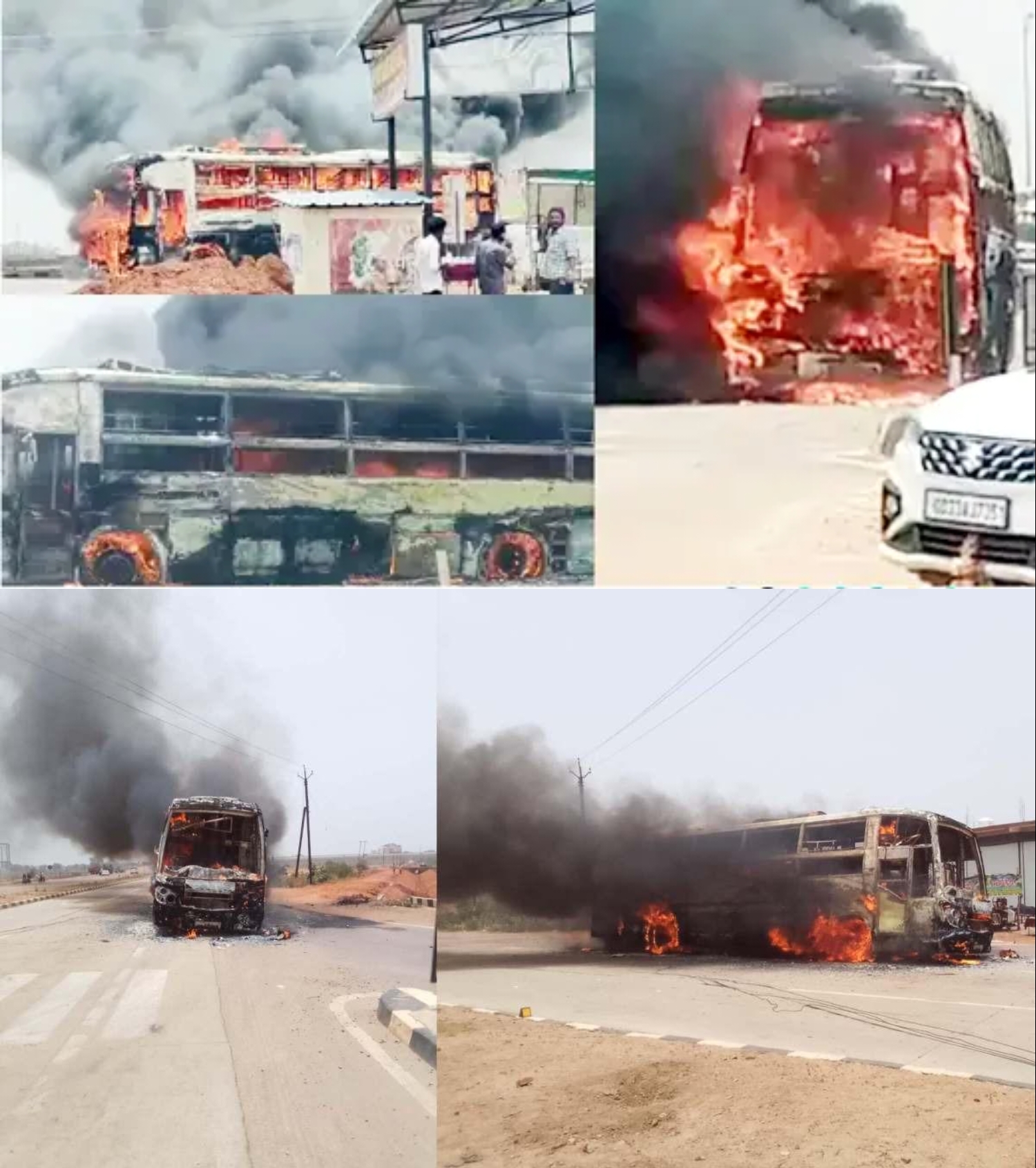 यात्रियों से भरी बस में लगी भीषण आग, देखते ही देखते बस जलकर हुई खाक&hellip;