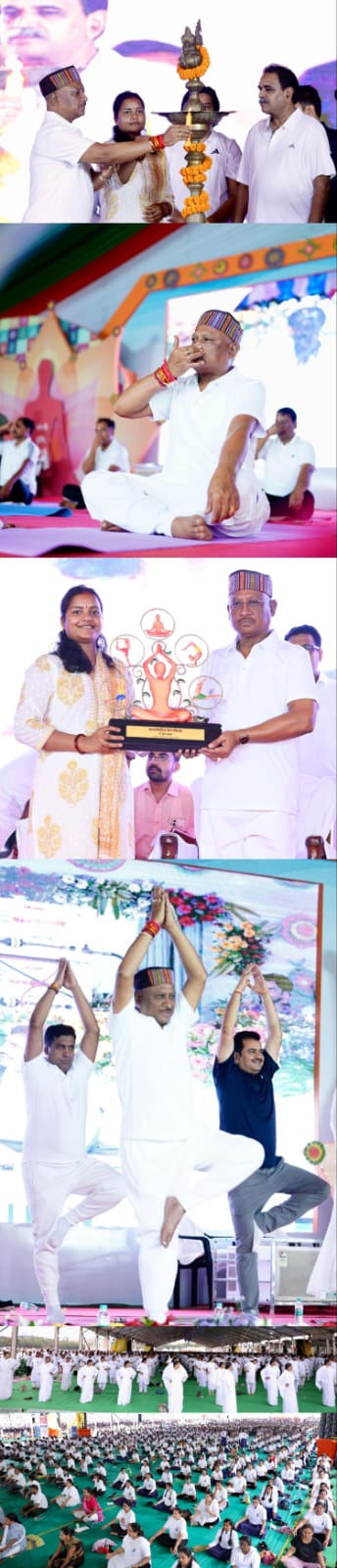 मुख्यमंत्री विष्णुदेव साय अंतर्राष्ट्रीय योग दिवस के अवसर पर राजधानी रायपुर के साइंस कॉलेज में आयोजित सामूहिक योगाभ्यास कार्यक्रम में हुए शामिल