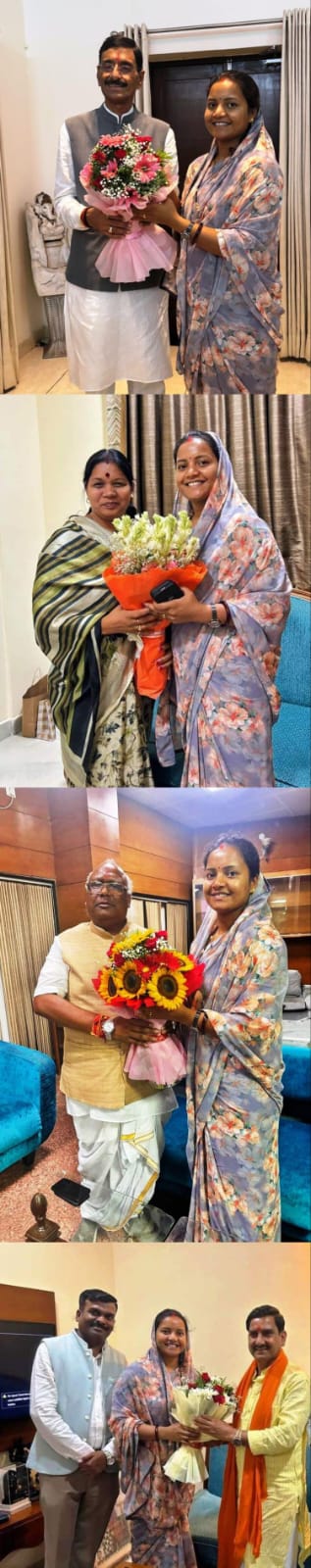 मंत्री श्रीमती राजवाड़े ने केन्द्रीय मंत्री और सांसदों से की सौजन्य मुलाकात