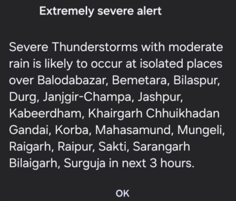छत्तीसगढ़ में मौसम का रेड अलर्ट, कई जिलों में अगले 3 घंटे भारी बारिश और तेज आंधी की चेतावनी