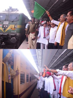&lsquo;आस्था&rsquo; स्पेशल ट्रेन से रामभक्त रवाना हुए अयोध्या धाम, संस्कृति मंत्री बृजमोहन अग्रवाल ने ट्रेन को दिखाई हरी झंडी