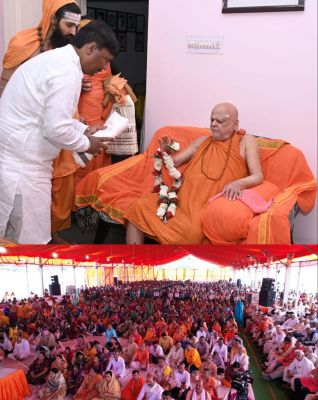 पीठाधीश्वर शंकराचार्य श्री निश्चलानंद सरस्वती महाराज से वन मंत्री केदार कश्यप ने लिया आशीर्वाद