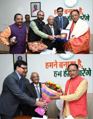 मुख्यमंत्री विष्णुदेव साय से एमिटी विश्वविद्यालय के कुलाधिपति डॉ. सेल्वामूर्ति ने की सौजन्य मुलाकात