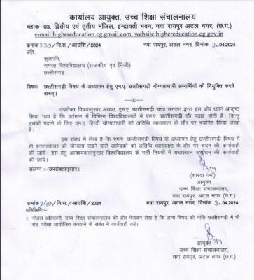 विवि और कॉलेजों में अब छत्तीसगढ़ी शिक्षक ! एम.ए. छत्तीसगढ़ी डिग्रीधारियों को मिलेगी नौकरी, आदेश जारी