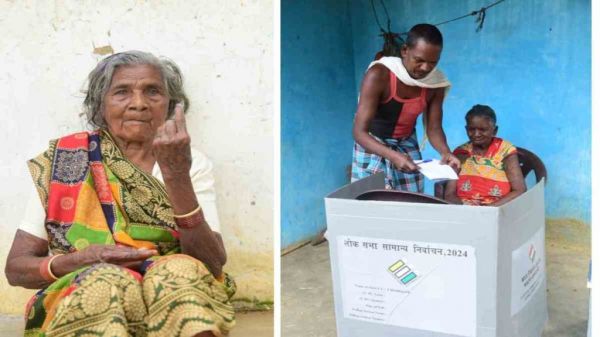 पगडंडियों से होकर घरों तक पहुंचे मतदान दल, 85 से अधिक उम्र के बुजुर्गों और दिव्यांगों ने किया मतदान