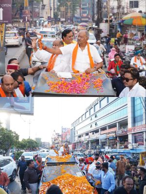 बृजमोहन अग्रवाल ने रायपुर उत्तर विधानसभा क्षेत्र में रोड-शो कर जनता से भाजपा के पक्ष में वोट करने की अपील