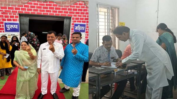 उद्योग मंत्री लखनलाल और राजेश मूणत ने किया मतदान, विकास उपाध्याय के वायरल मैसेज का किया पलटवार