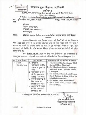 मुख्य निर्वाचन पदाधिकारी ने मतगणना की तैयारियों के निरीक्षण के लिए की हेलीकॉप्टर की मांग