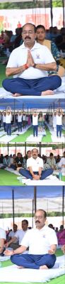 उपमुख्यमंत्री अरुण साव कोरबा के सीएसईबी मैदान में आयोजित योगाभ्यास कार्यक्रम में हुए शामिल