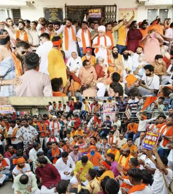 आरंग मॉब लिंचिंग में गिरफ्तारी के बाद बजरंग दल कार्यकर्ताओं ने किया कोतवाली थाने का घेराव