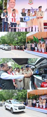 मुख्यमंत्री विष्णु देव साय और उपमुख्यमंत्री विजय शर्मा ने 15 नए इंटरसेप्टर वाहनों को हरी झंडी दिखाकर किया रवाना