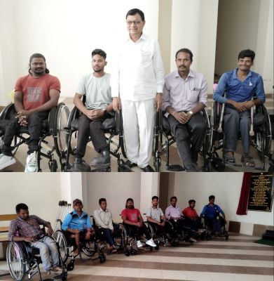 मंत्री लखन लाल देवांगन ने दिव्यांग खिलाड़ियों को व्हील चेयर किया वितरित