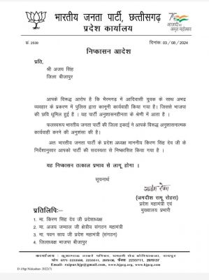 आदिवासी युवक के साथ अभद्र व्यवहार का आरोप, भाजपा नेता को पार्टी ने किया निष्कासित