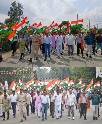 कोरबा में उद्योग मंत्री श्री देवांगन ने हरी झंडी दिखाकर तिरंगा यात्रा को किया रवाना, हर घर तिरंगा फहराने हेतु आम नागरिकों को दिलाई गई शपथ