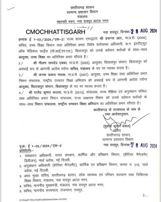 4 आईएएस अफसरों का तबादला, जेपी पाठक बनाए गए बिलासपुर संभाग के आयुक्त