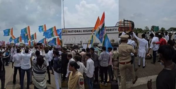 NSUI ने टोल प्लाजा पर किया जमकर प्रदर्शन, छात्र हित और स्थानीय रोजगार को लेकर दिया धरना