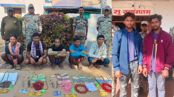 नक्सलवाद के खिलाफ बड़ी सफलता, अलग-अलग कार्रवाई 7 माओवादी गिरफ्तार, टिफिन बम-डेटोनेटर समेत अन्य विस्फोटक बरामद