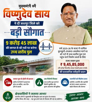 &ldquo;एक पुल बनते ही तीन राज्यों की कनेक्टविटी हो जायेगी मजबूत&rdquo; मुख्यमंत्री ने दी सौगात, 9.45 करोड़की लागत से बनेगा श्री नदी पर बनेगा उच्च स्तरीय पुल