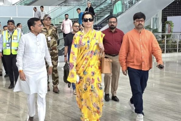 एक्ट्रेस कंगना रनौत पहुंची रायपुर, फिल्म &lsquo;भारत भाग्य विधाता&rsquo; की पहली स्क्रीनिंग में होंगी शामिल